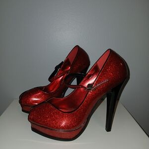 Pinup Couture Sparkling Red Heels